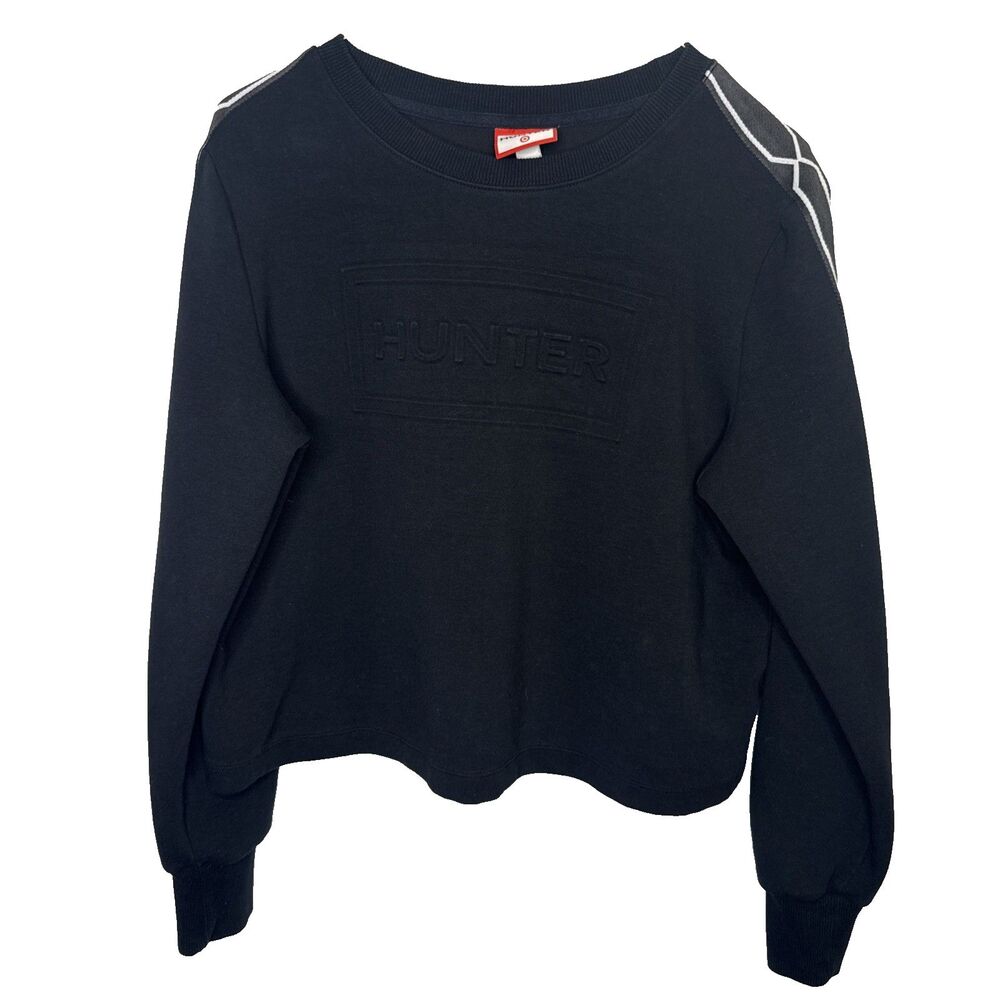 Hunter Sweatshirt Womens Medium M Black Cropped Crew Neck Pullover Top Activewea